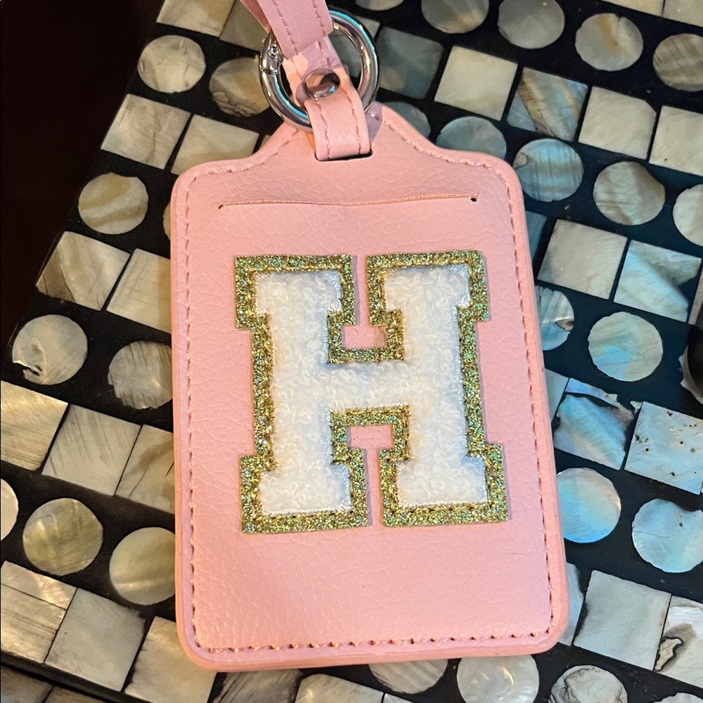 Pink Luggage Tag with Glitter H